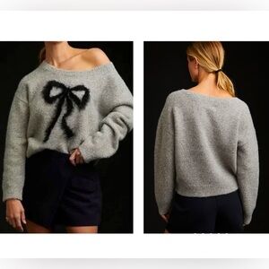 ANTHROPOLOGIE Maeve Sparkle Bow Sweater
